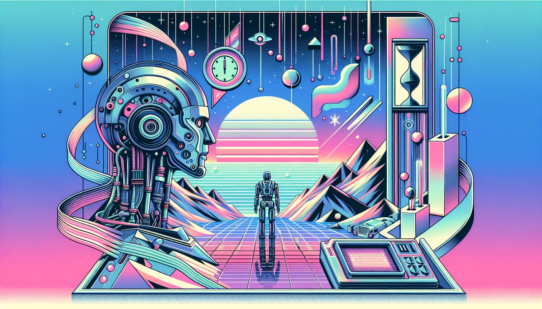 Futuristic robot facing crisis with countdown to GPT-5's arrival, symbolizing pivotal moment for OpenAI's ChatGPT.