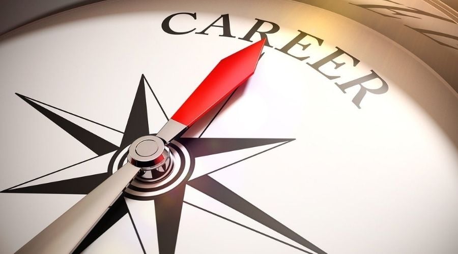 Career compass on a map