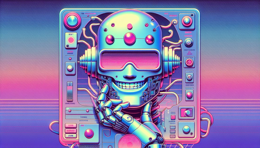 An illustration of a mischievous robot pressing an "End Conversation" button with a smirk on its face.