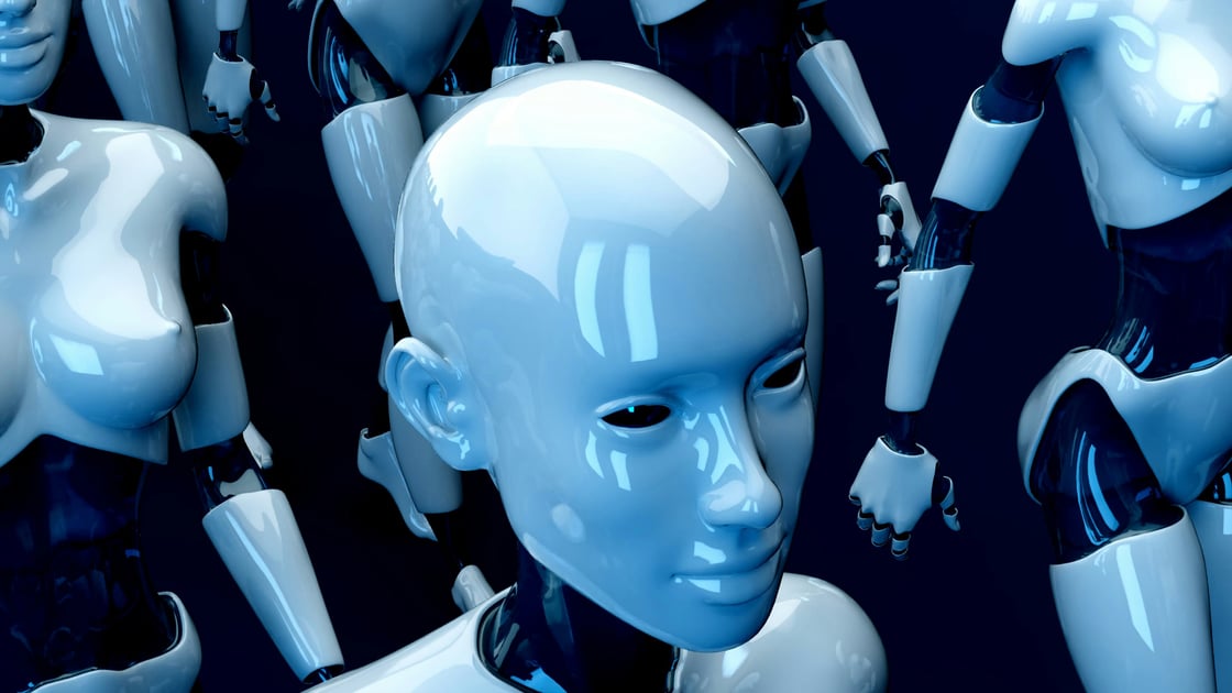 ai robots standing in a line