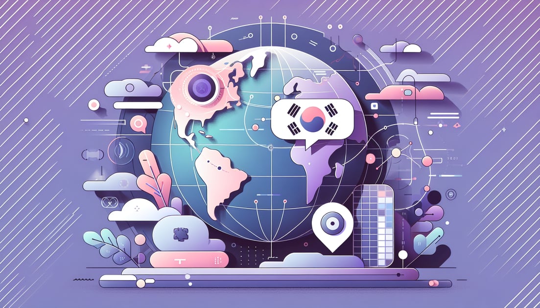 Global ranking of ChatGPT users with South Korea at No. 2, with speech bubbles and chatbot icon. Illustrating South Korea's growing impact in paid chat services.